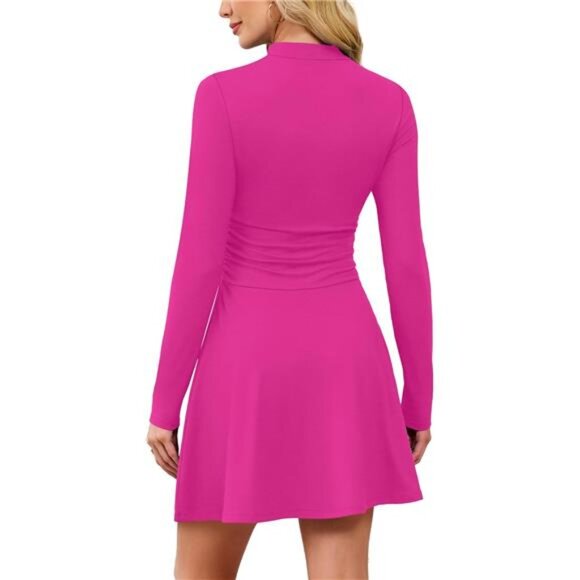 Long Sleeve Mini Dresses for Women Hot Pink - Picture 5 of 5